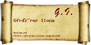 Gfrörer Ilona névjegykártya